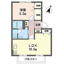 エミネントA 1LDKの間取図画像