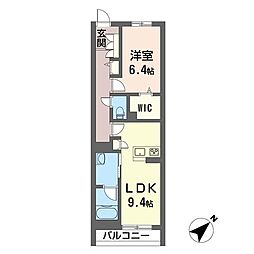 アリスティオ 1LDKの間取図画像
