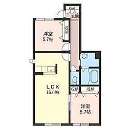 アフィシオン 2LDKの間取図画像