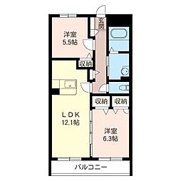 ファシナシオン 2LDKの間取図画像