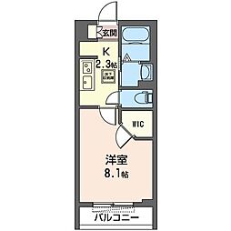 オーハイ 1Kの間取図画像