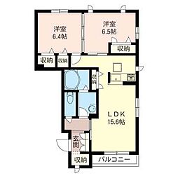 ブランノワール1 2LDKの間取図画像