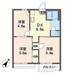 ベルメゾン花田A 3DKの間取図画像