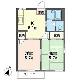 カーサファミリアA 2Kの間取図画像