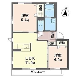 シャーメゾンB 2LDKの間取図画像