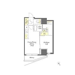 プライムメゾン入谷 10階1LDKの間取り