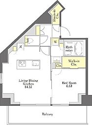 プライムメゾン江古田の杜イースト 1LDKの間取図画像