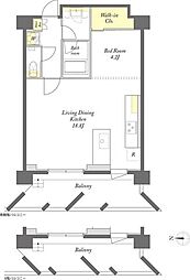 プライムメゾン浅草EAST 1LDKの間取図画像