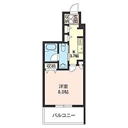 エスティメゾン三軒茶屋2 1Kの間取図画像