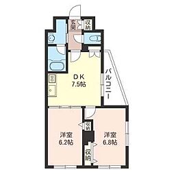 エスティメゾン三軒茶屋2 2DKの間取図画像