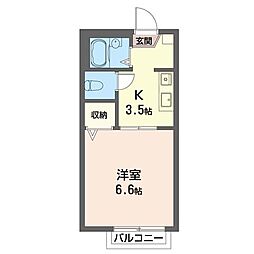 ディアス若宮 1Kの間取図画像