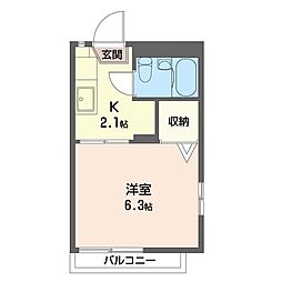 メゾン城田B 1Kの間取図画像