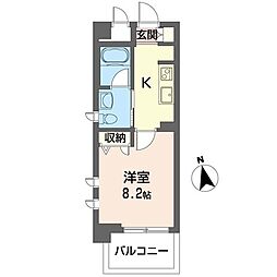サンライズナカノ 1Kの間取図画像