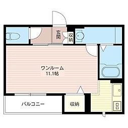 レフィアントシダー赤坂 ワンルームの間取図画像