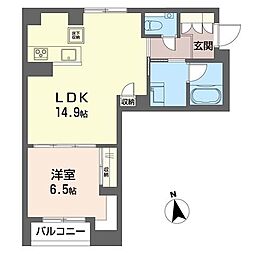 グランソワＭ 00105 1階1LDKの間取り