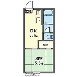 コーポ碑 1DKの間取図画像