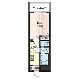 エーデル北馬込 1Kの間取図画像
