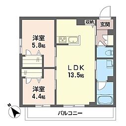 Bamhor上池 2LDKの間取図画像