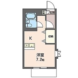 ハイツエバグリーン2 ワンルームの間取図画像