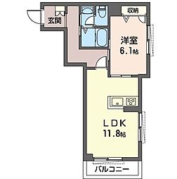 GranMerveille藤沢 1LDKの間取図画像