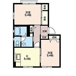 相生ハイツ 2Kの間取図画像
