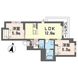 ラ リノ 2LDKの間取図画像
