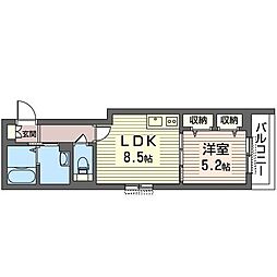 アミコート鵜の木 1LDKの間取図画像