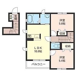 リラフォートB 2LDKの間取図画像