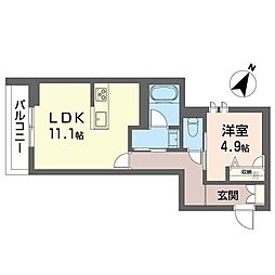 ボヌールカイエ 1LDKの間取図画像