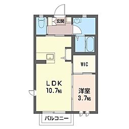 ル・シェソワ 1LDKの間取図画像
