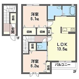 ラフィネ・K 2LDKの間取図画像