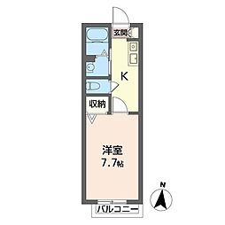 アクア・クオリア 1Kの間取図画像