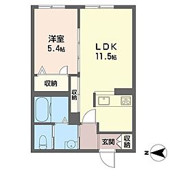 エクセレントプレイス 1LDKの間取図画像