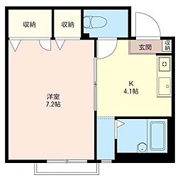 クリスタルハイツ 1Kの間取図画像