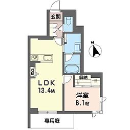 グランブルー武蔵浦和 1LDKの間取図画像
