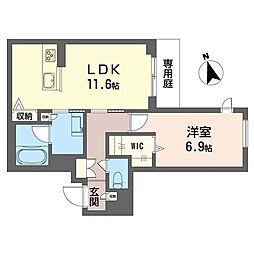 グランブルー武蔵浦和 1LDKの間取図画像