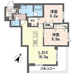 アーベイン武蔵浦和 2LDKの間取図画像