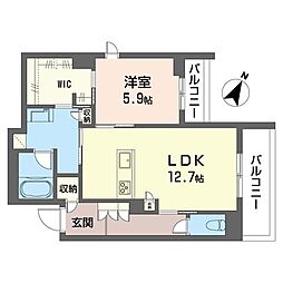 アーベイン武蔵浦和 1LDKの間取図画像