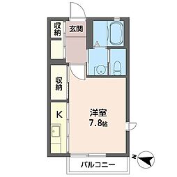 カーサエスポア 1Kの間取図画像