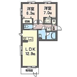 シュエット 2LDKの間取図画像
