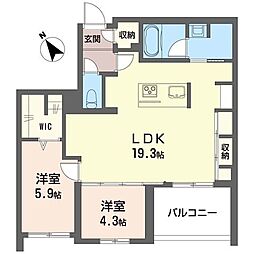 ザ ハレイア 2LDKの間取図画像