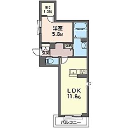コンフォーティア 1LDKの間取図画像