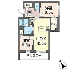 グラストーン 2LDKの間取図画像