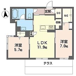 ロサミア 2LDKの間取図画像
