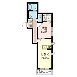 シャルール 1LDKの間取図画像