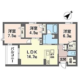 Maliena 3LDKの間取図画像