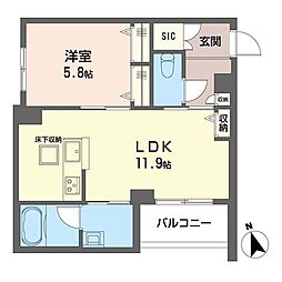 グレースコート柏 1LDKの間取図画像