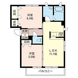 カーサ・エスペランサ 2LDKの間取図画像