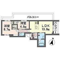 ウエストキャニオン妙蓮寺 2LDKの間取図画像