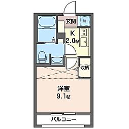 ドミールシャルマン2番館 1Kの間取図画像